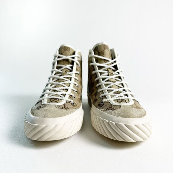 GUCCI GG Supreme Tortuga Sneakers Size Women 9.5 Chunky High Top (Men size 7.5) - Picture 5 of 14